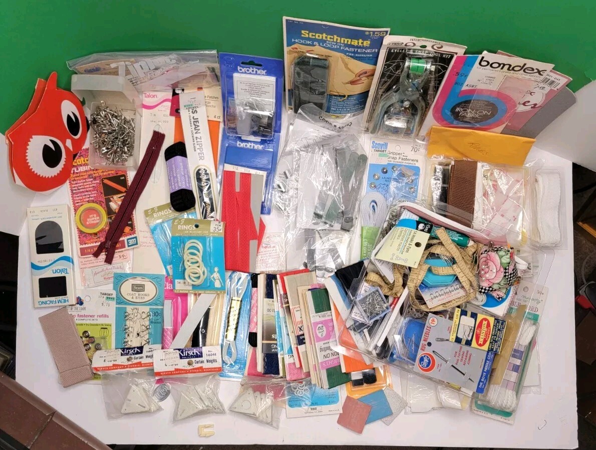 Mixed Lot of Sewing Supplies With Basket - New & Used.