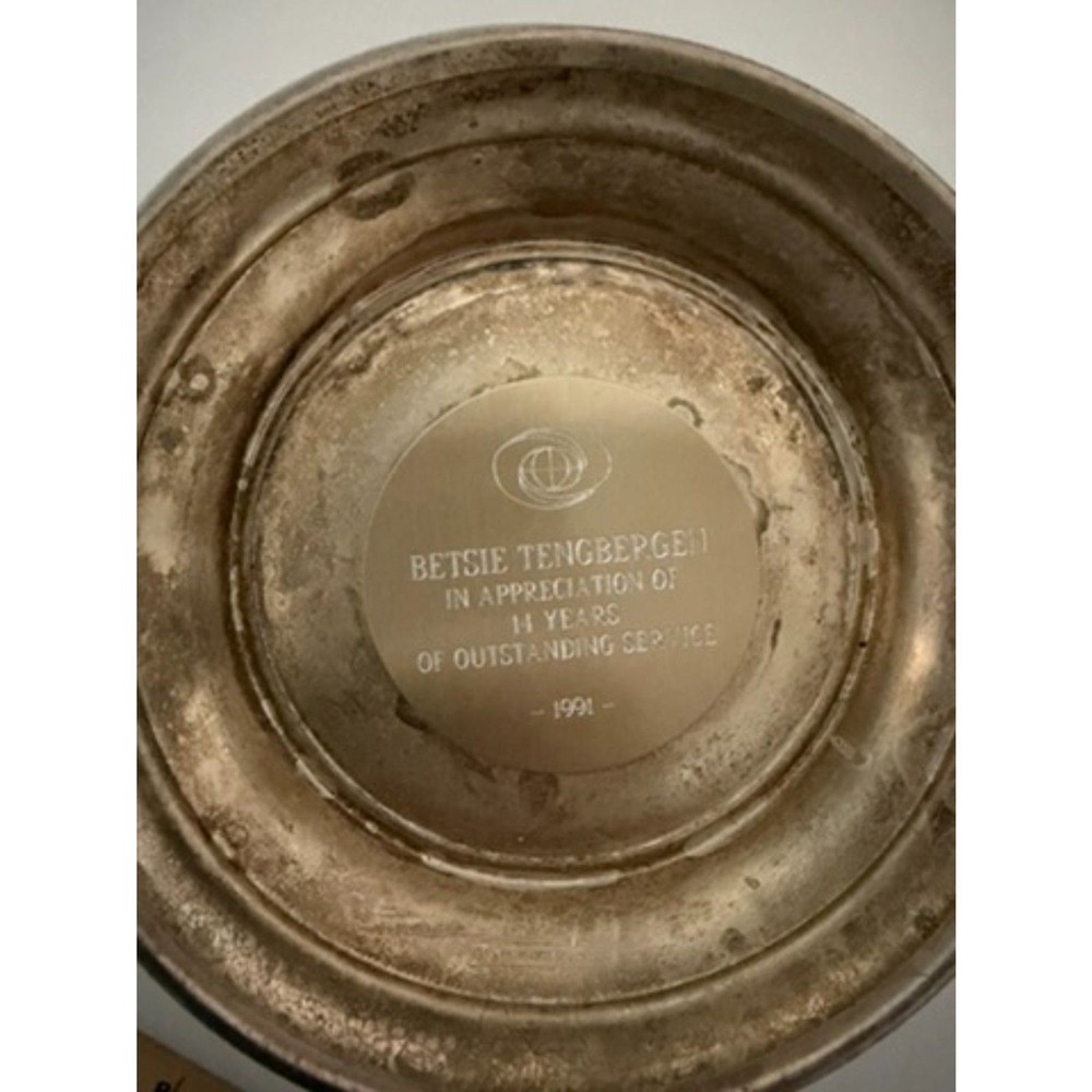 Unknown silversmith service award bowl with serial number Unknown silver content