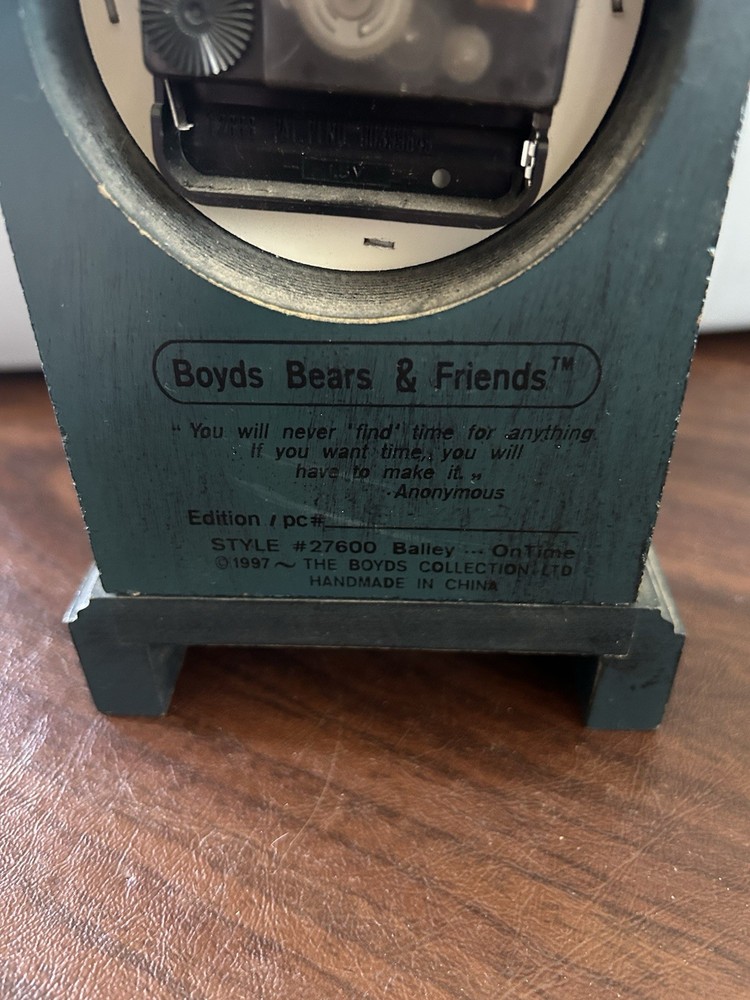 Boyds Bears Balley OnTime Clock 1997-WORKS