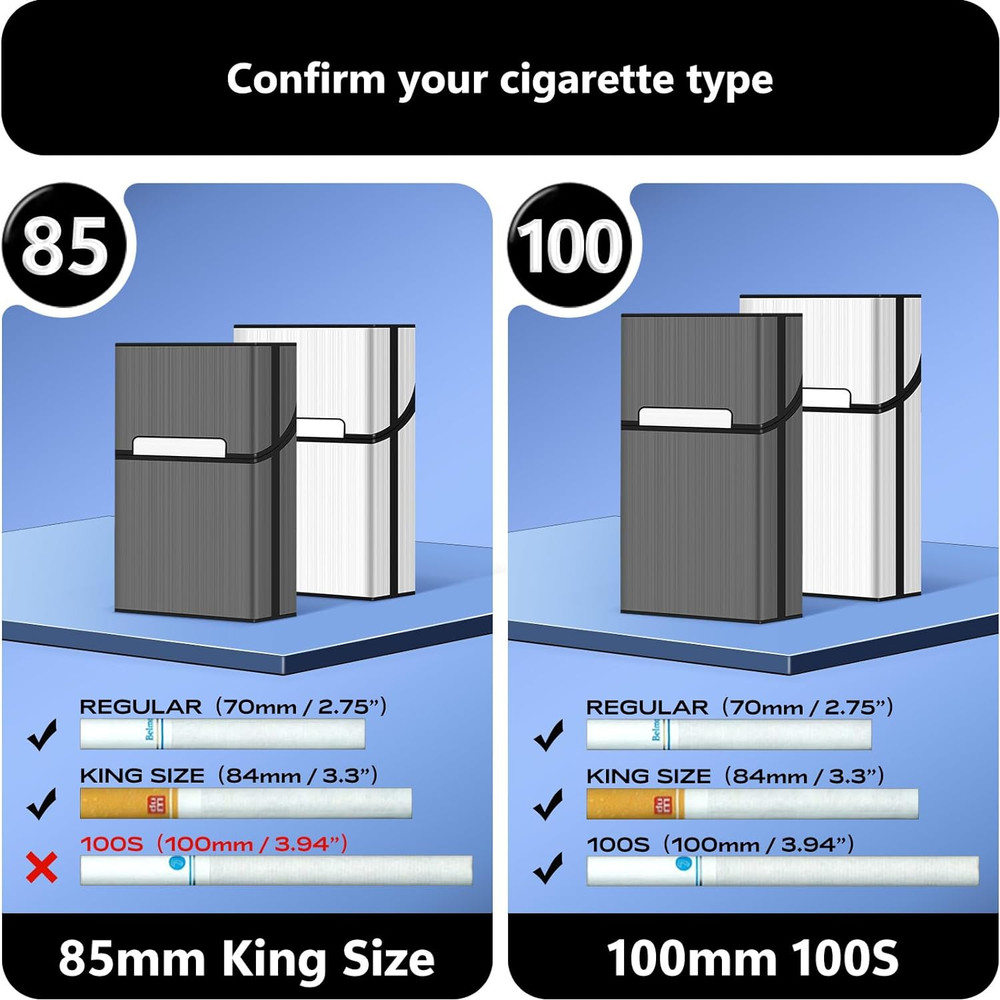 Cigarette Case (2 Pack), Magnetic Switch 20pcs Cigarette Holder Case for Men Wom