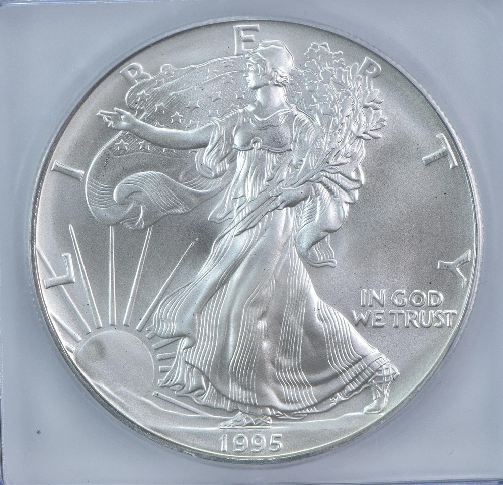 1995 American Silver Eagle Mint Error Struck Thru Authentic ICG
