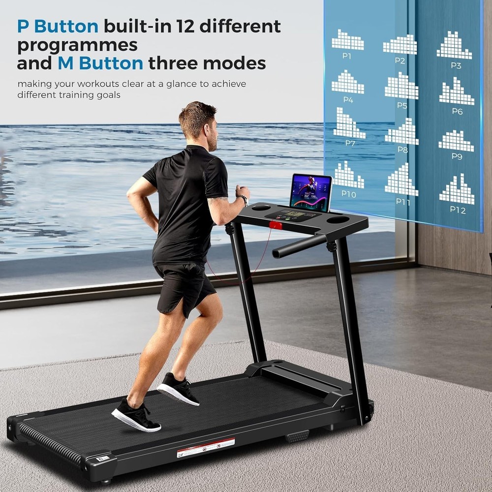 Lightweight Treadmill with LED Display - 12 Programs, Shock Absorbent, Easy Fold