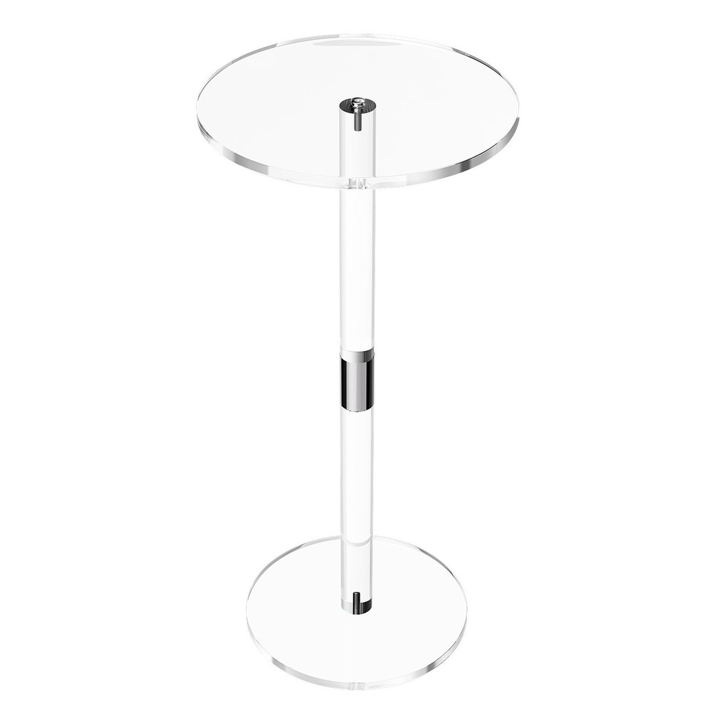 Acrylic Drink Table, Clear End Table Round Top with Solid Post, Modern Acrylic C
