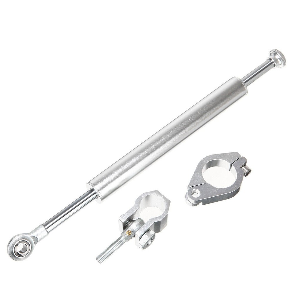 Universal Silver Stabilizer Steering Damper Fork w/ Bracket For Harley Honda