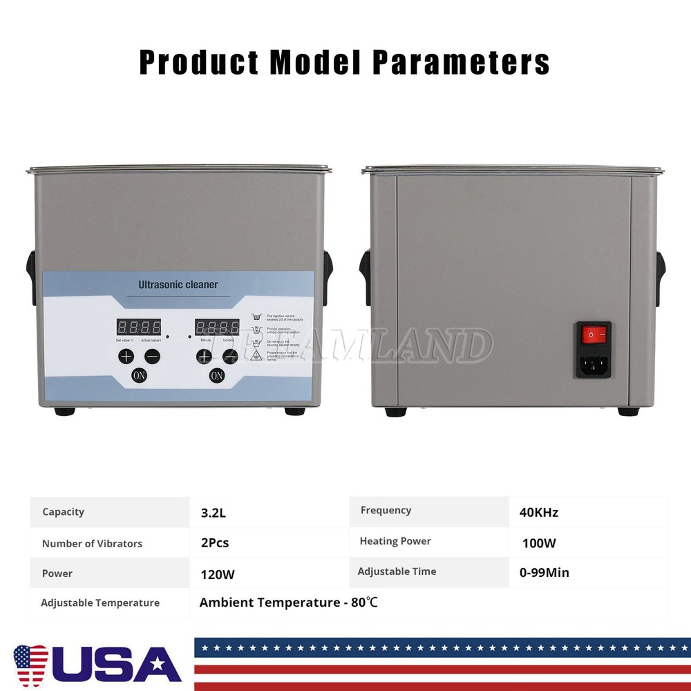 3.2L Ultrasonic Cleaner with Timer Heating Machine Digital Sonic Cleaner UPS