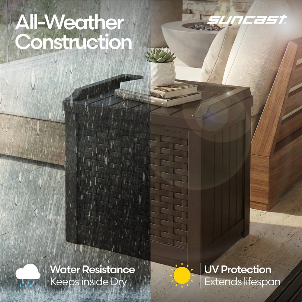 Outdoor Deck Box - 22 Gallon Java Resin Storage Weatherproof Patio Bin Container