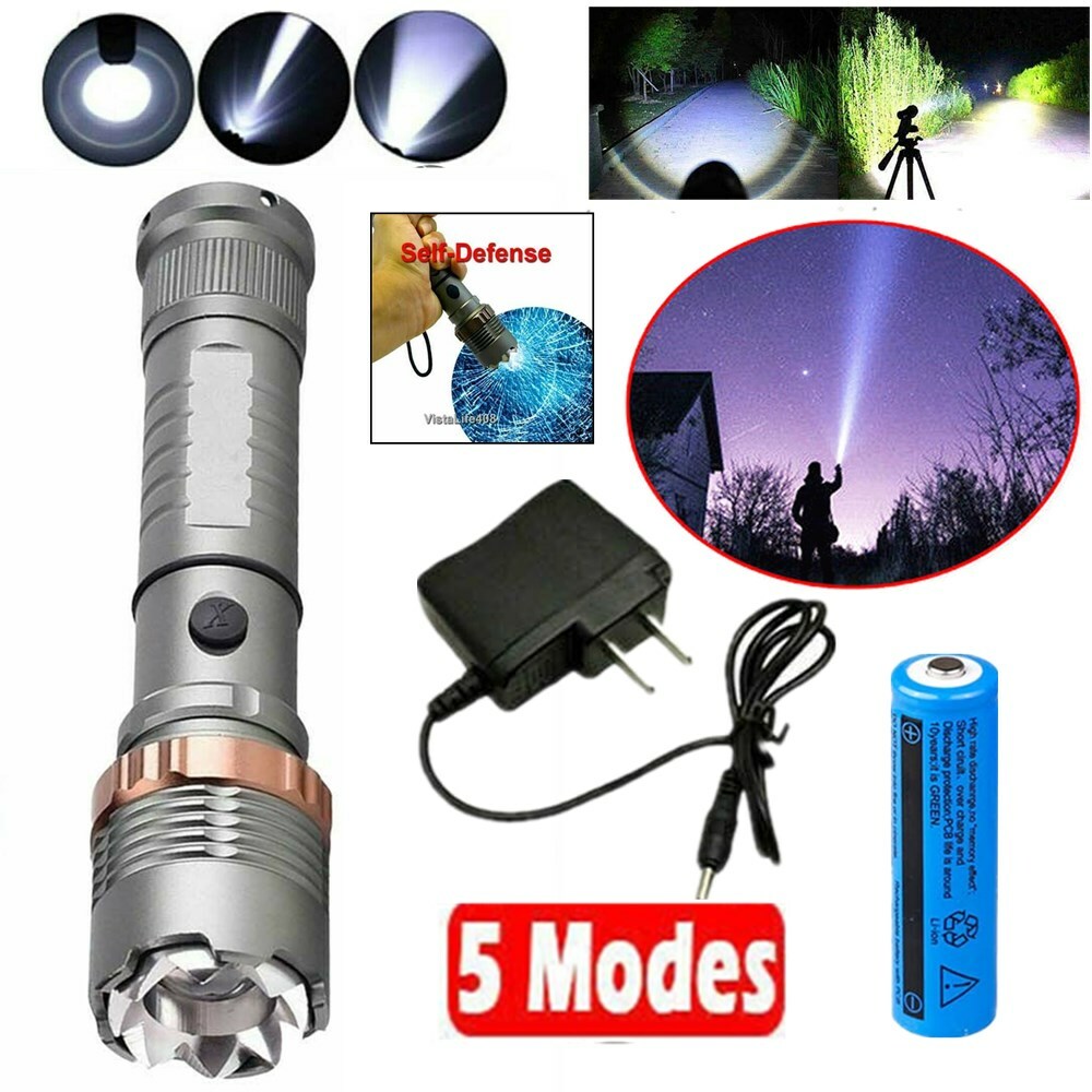 2pcs Super Bright 22000000LM LED Flashlight High Powered Torch Rechargeable Lamp