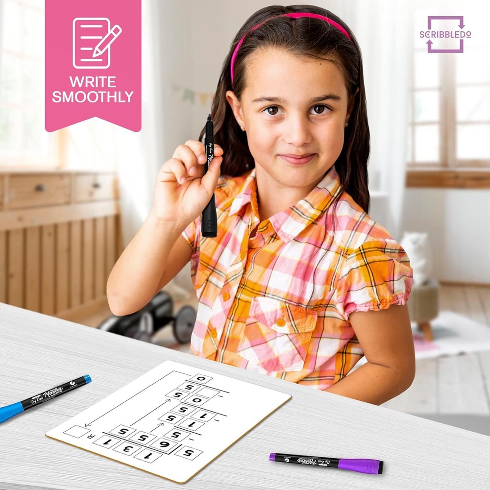 SCRIBBLEDO Dry Erase Division White Board 9x12Inch Small Chart
