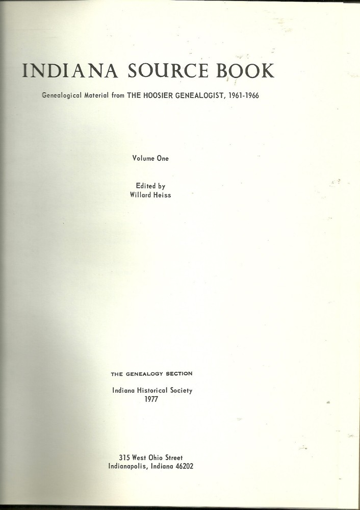 Indiana Source Book Volume 1, 1961-1966