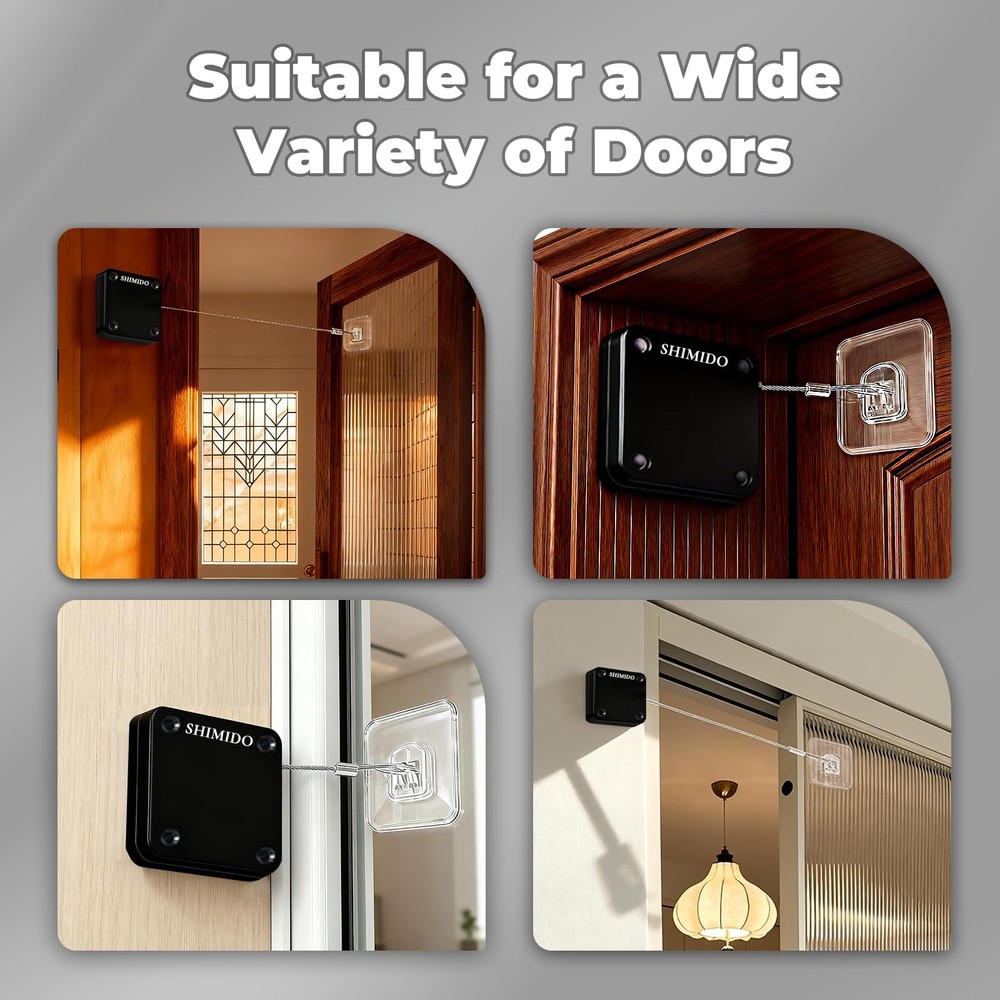 Upgraded Retractable Automatic Door Closer - Tool-Free Installation, Powerful...