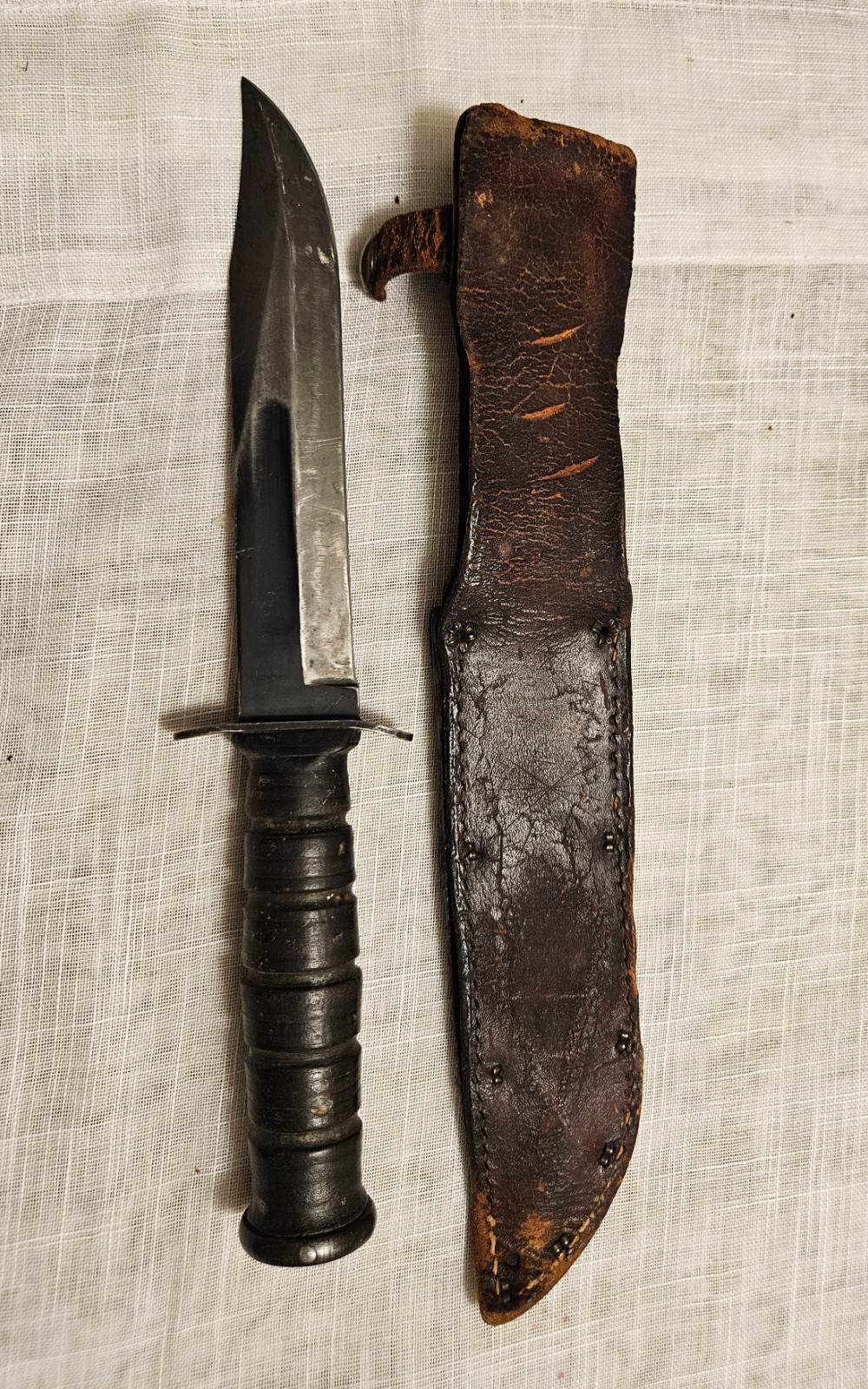 WWII USMC Camillus Fighting Knife Mark 2 KA-BAR Style w/Original Leather Sheath