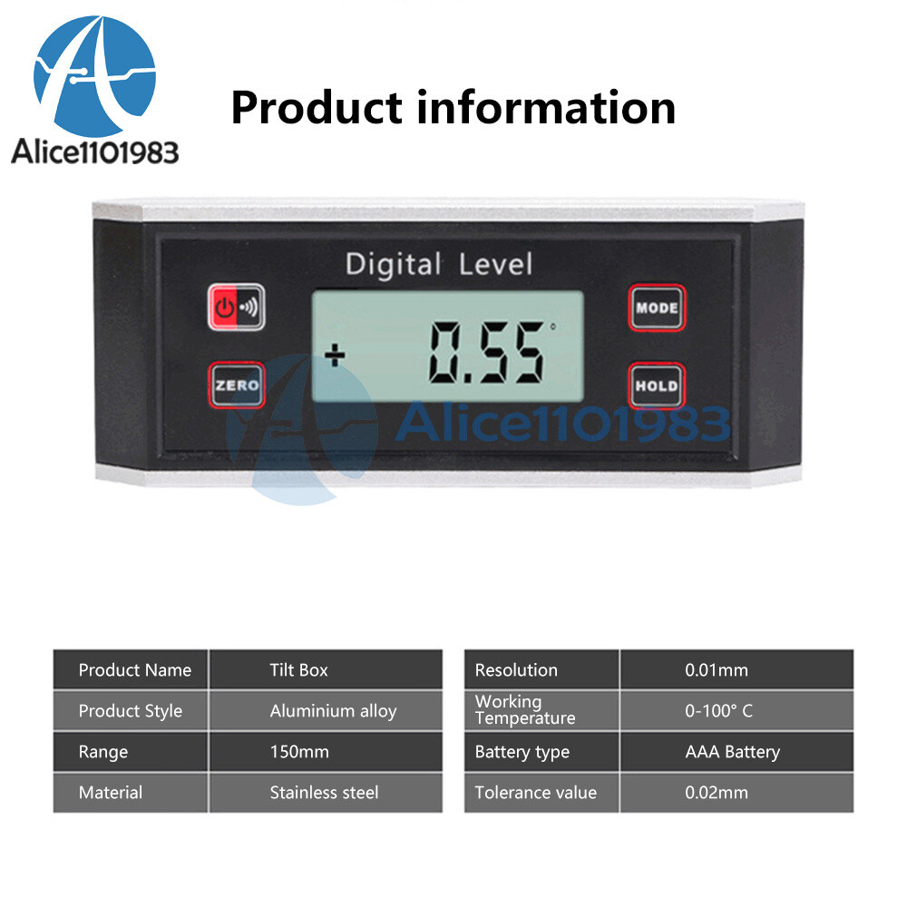 Digital LCD Inclinometer Level Box Protractor Angle Finder Bevel Gauge 4*90°