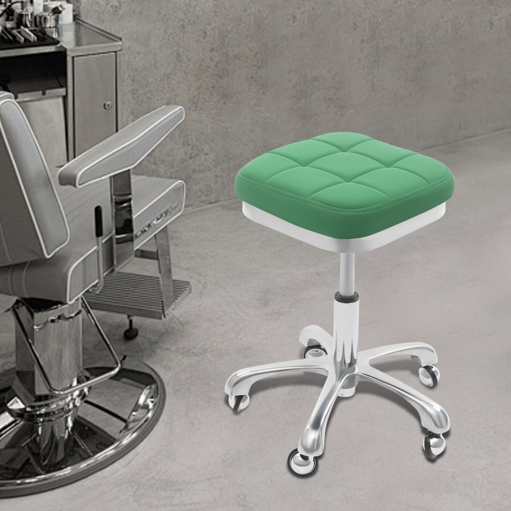 Square Rolling Stool, SPA Salon Stool, Green Rolling Stool Chair Free Standing