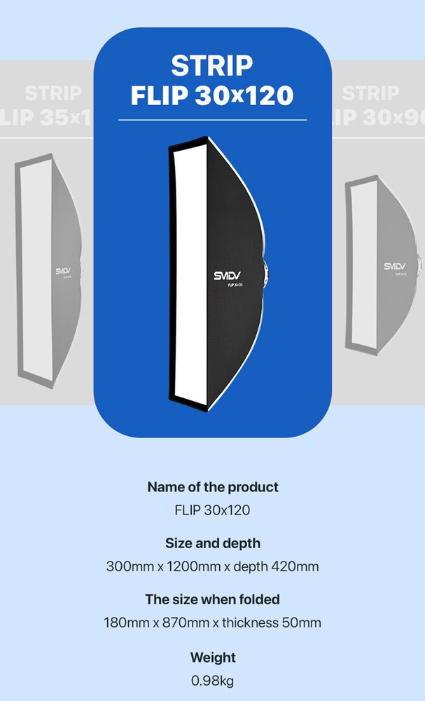 SMDV FLIP NEMO 30x120 Quick Soft Detachable Rectangular Diffuser Speed-Box+Pouch