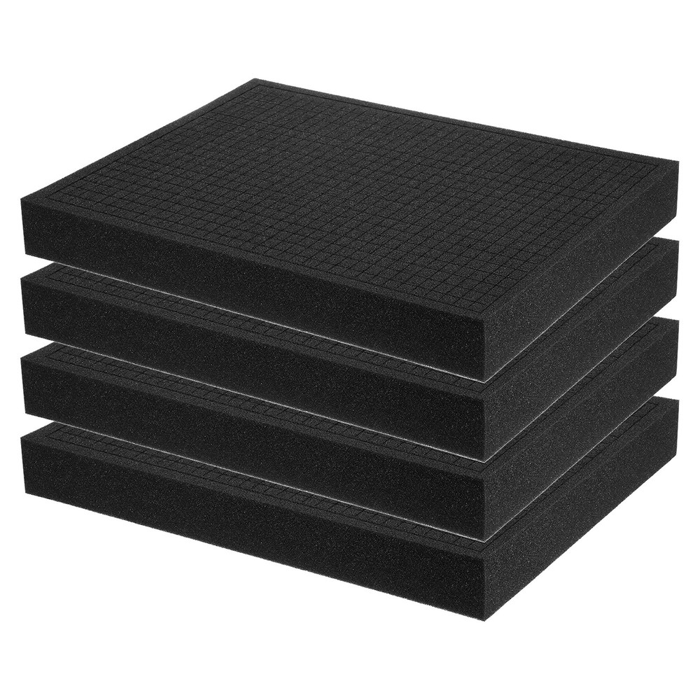4 pcs Polyurethane Foam Inserts, 16"Lx12"Wx1"T Packing Sheets Pre Cut(Black)