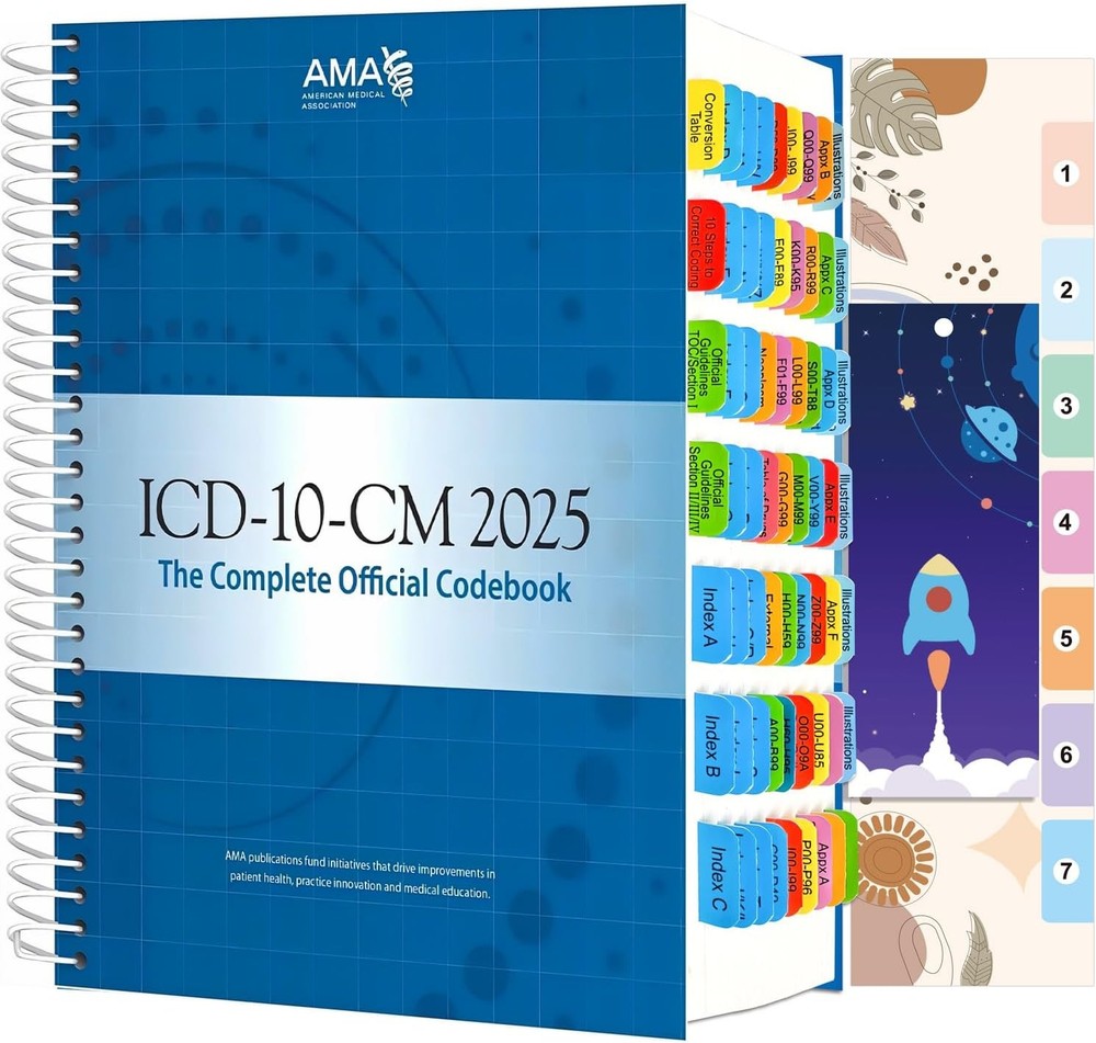 Index Tabs for ICD-10-CM 2025 The Complete Official Codebook, 70 Laminated...