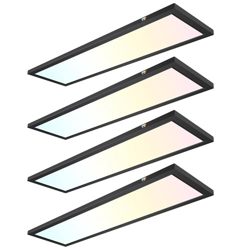 1x4 FT LED Flat Panel Selectable CCT Flush Mount 1x4 FT 4-Pack Black