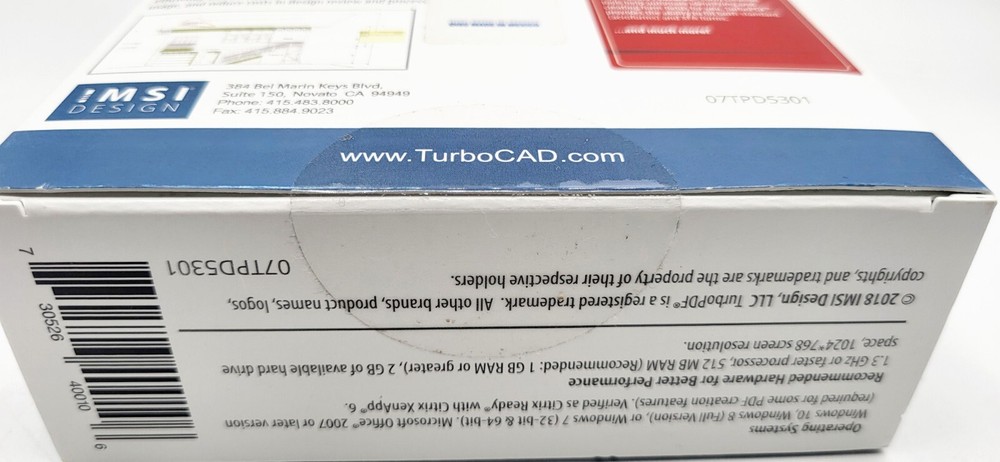 TurboPDF Create/Edit/View/Secure/Share PDFs NEW, SEALED Retail Box
