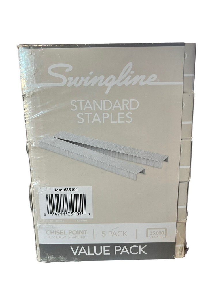 * Swingline * Standard Staples - 5 Pack (25,000 Staples) Chisel Point