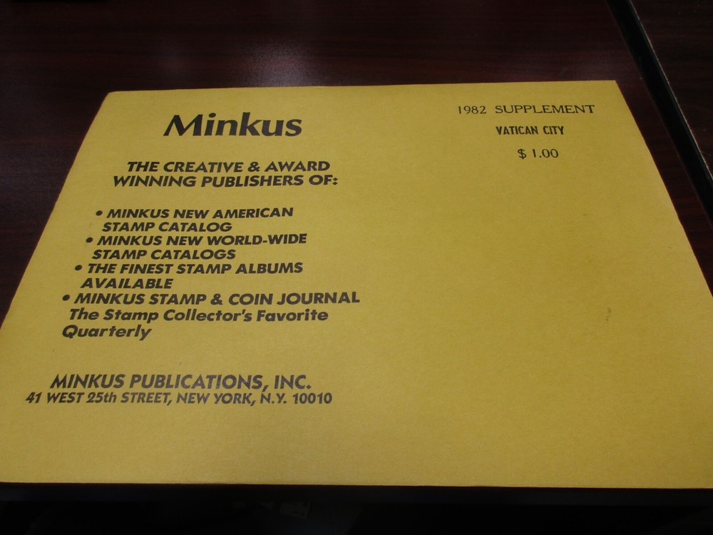 "MINKUS" 1982 SUPPLEMENT VATICAN CITY  W/FREE SHIPPING!!!