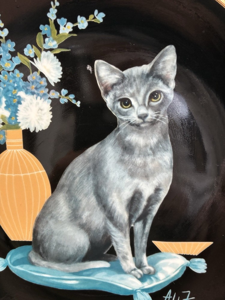 Vintage 80s Siamese Cat Plate Deco Presents