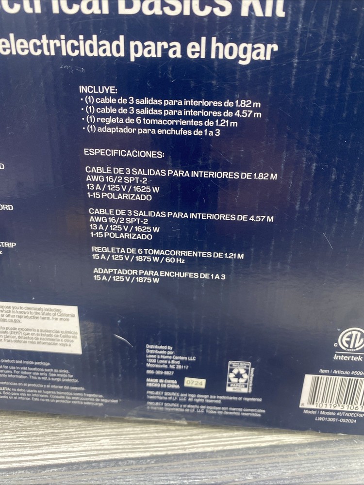 Project Source Home Electrical Basics Kit #5994014 (TT)