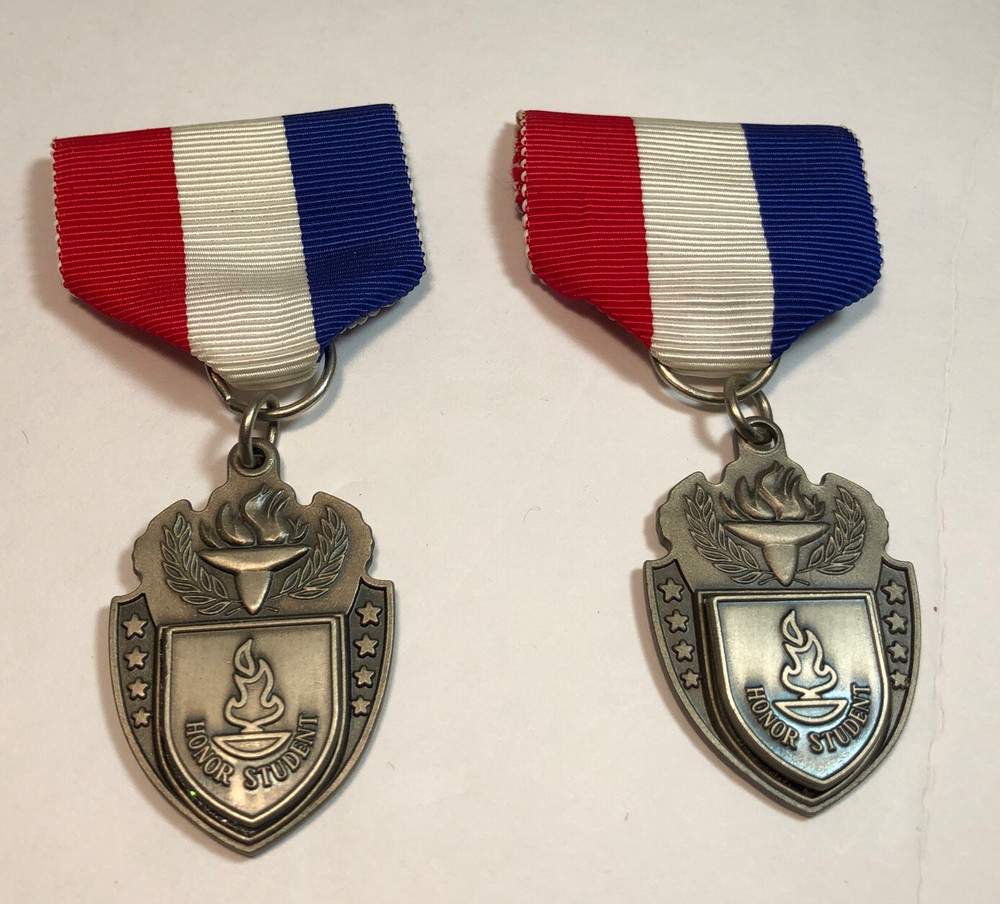 TWO HONOR STUDENT MEDALS PEWTER