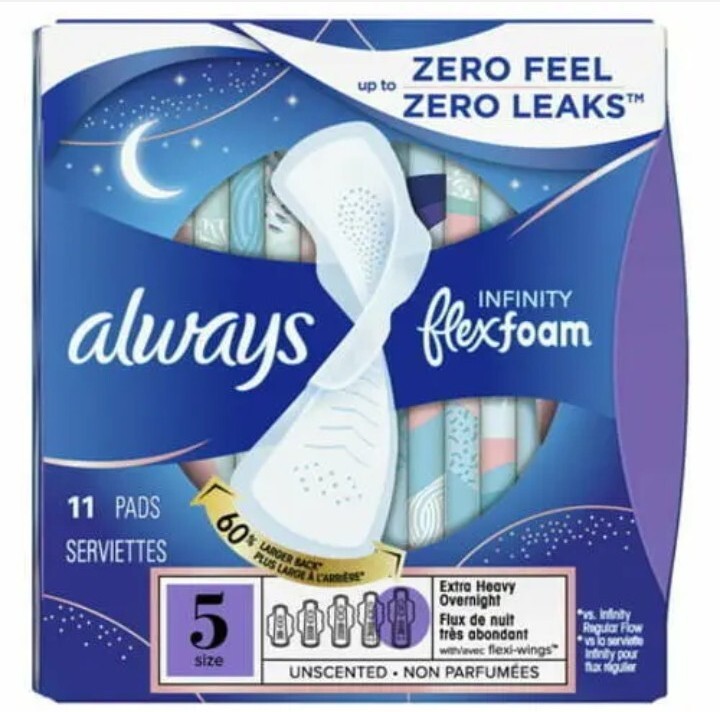 Ɣ ALWAYS Size (5) ✨️🌙 ●INFINITY FLEXFOAM● ZERO FEEL ZERO LEAKS! (11-CT) Pads.