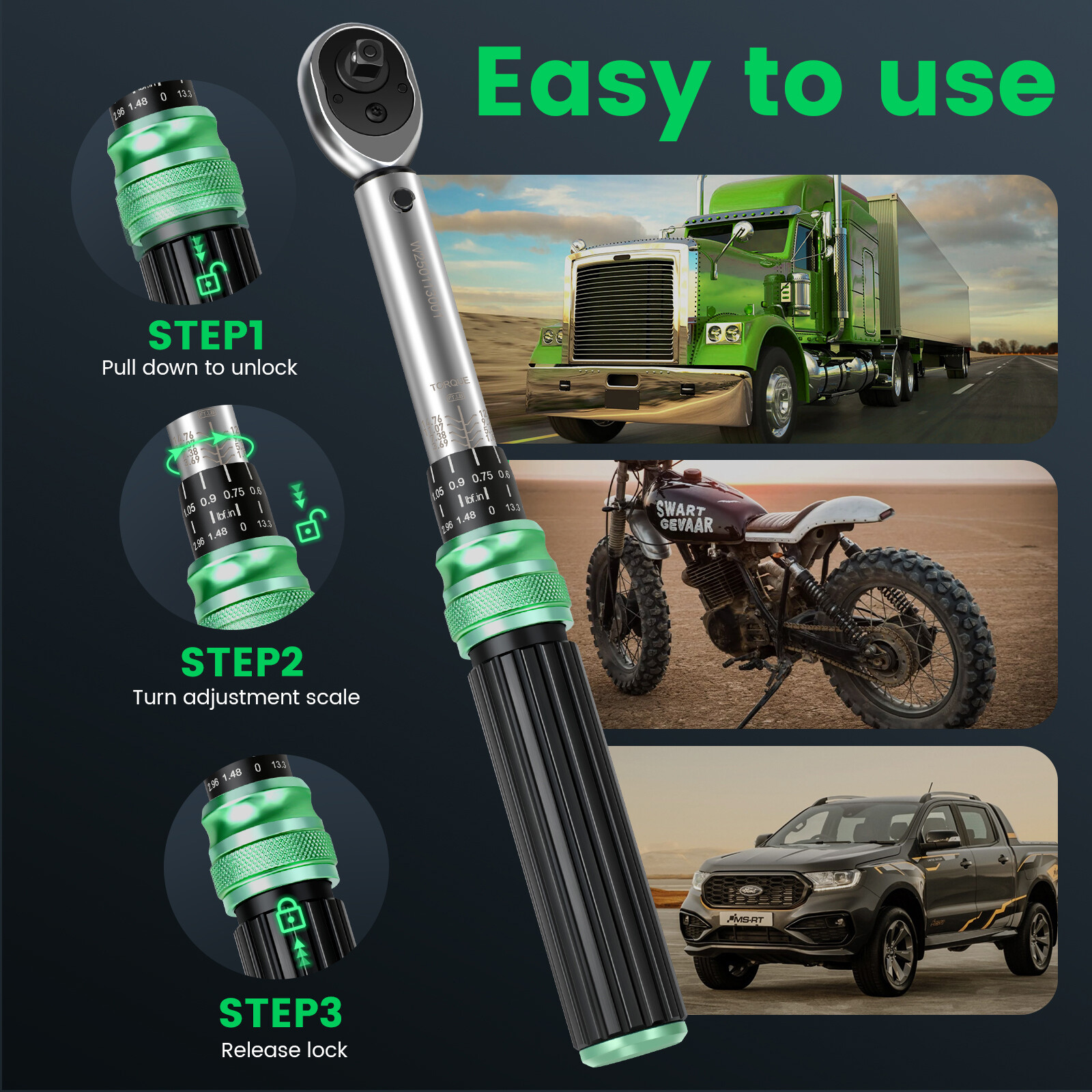 32 PCS 1/4" Drive Bike Bicycle 2.5-20NM Torque Wrench Spanner Tools W/ Hex Bits