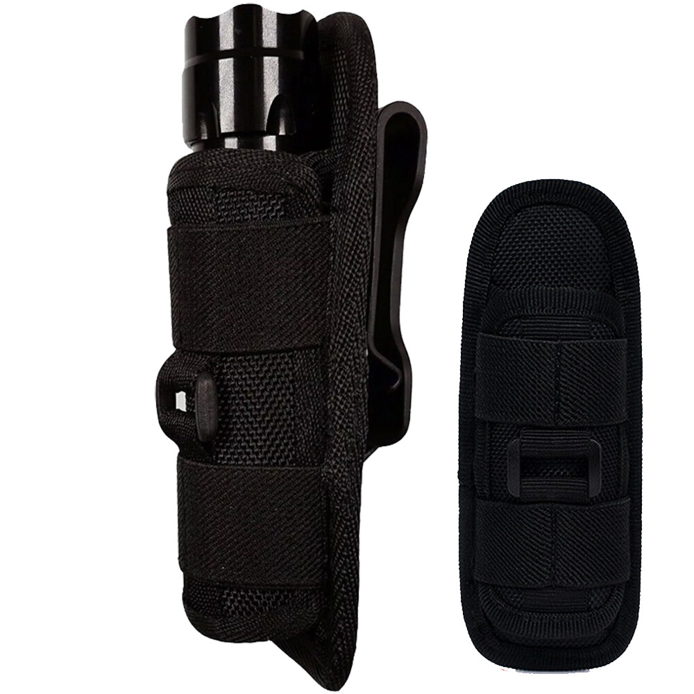 Tactical Flashlight Pouch Adjustable Torch Carry Case with 360-Degree Rotatable