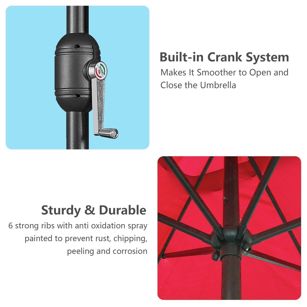 7.5ft Patio Umbrella with Crank Handle Outdoor Market Umbrella