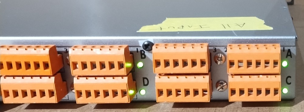 BSS Soundweb London BLU-120 Digital Audio Processor with 4 analog input cards.