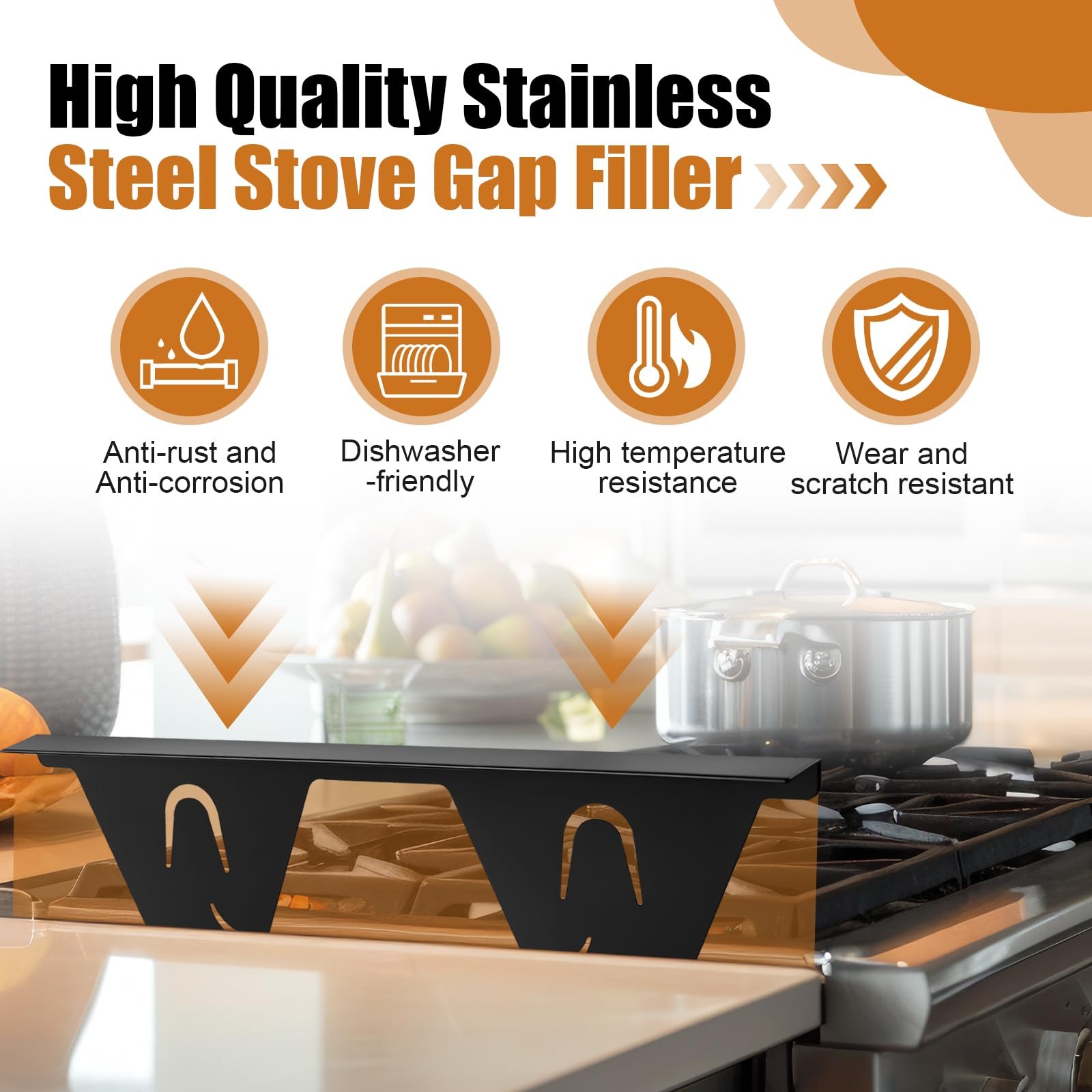 "2 Pack Stove Gap Cover Stainless Steel Adjustable 13.8""-27.6"" Kitchen Guard"