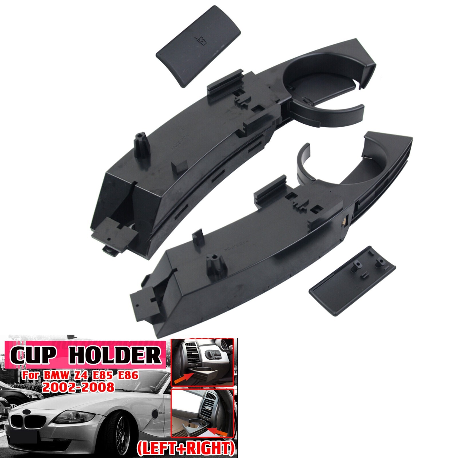 2 PCS Black Cup Holder For 2003-2008 BMW Z4 E85 E86 51457070323 51457070324