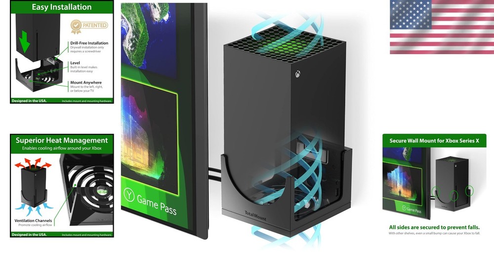 All-Side Secure Wall Mount for Xbox Series X - Effortless Installation & Access