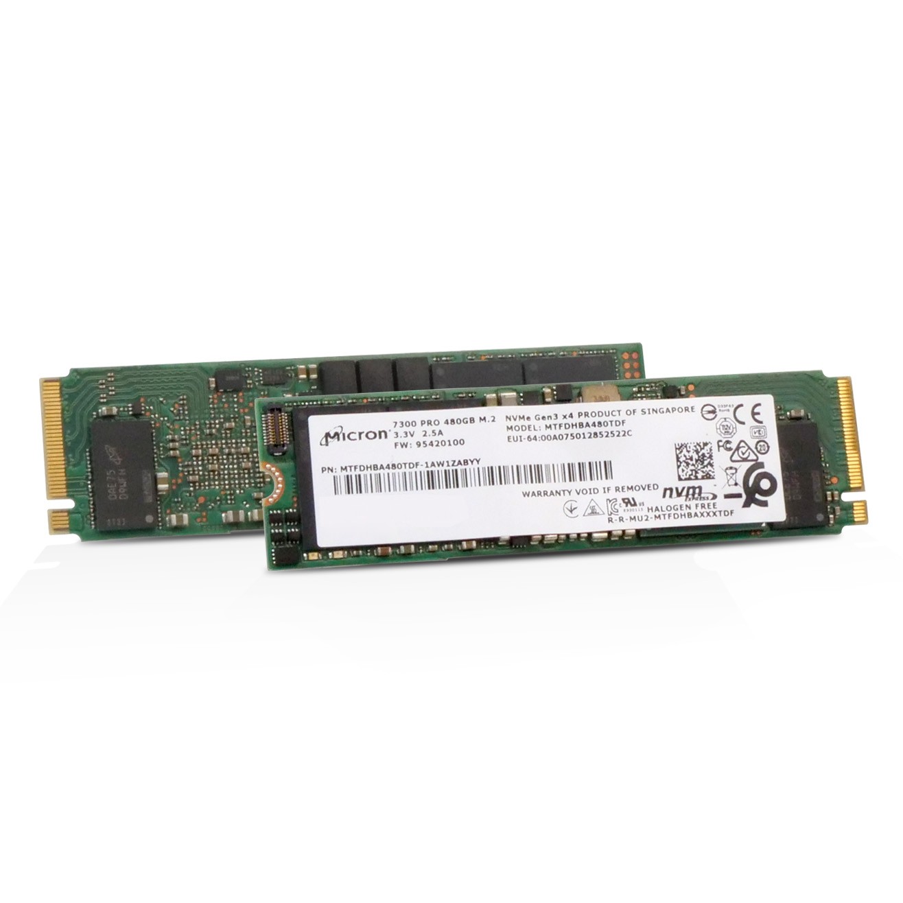 Micron 7300 PRO 480GB MTFDHBA480TDF PCIe Gen 3 x4 4GB/s 3D TLC NVMe M.2 2280 SSD