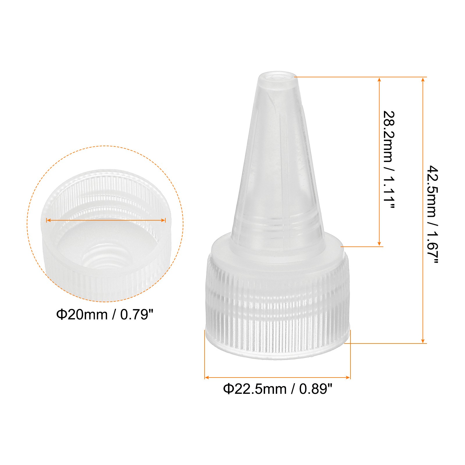 Twist Bottle Caps, 40Pcs 20/410 Squeeze Bottle Cap Replacement Caps Clear