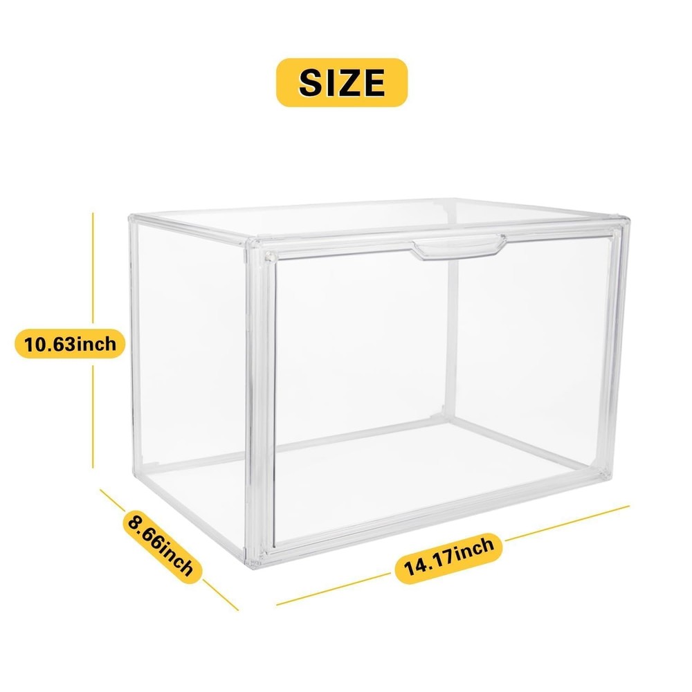 GUDEMAY Clear Stackable Plastic Storage Bins with Lid, L, Transparent -1 Pack