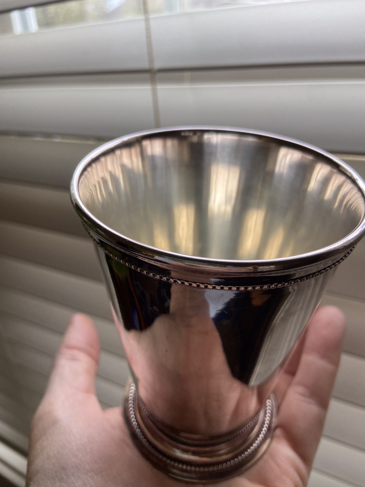 Patrick Henry Silver Plate Mint Julep Cups Beaded Band Exeter Crown Mark Lot 7