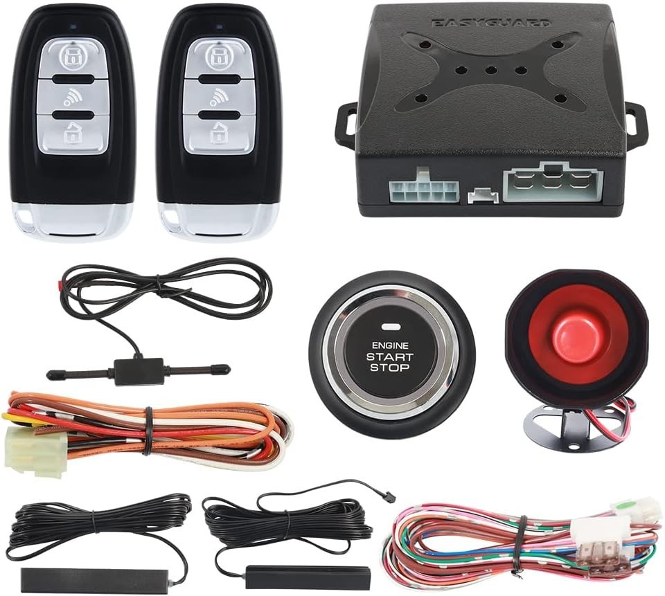 Keyless Entry Car Alarm System PKE Remote Start Push Button - 6ft Range