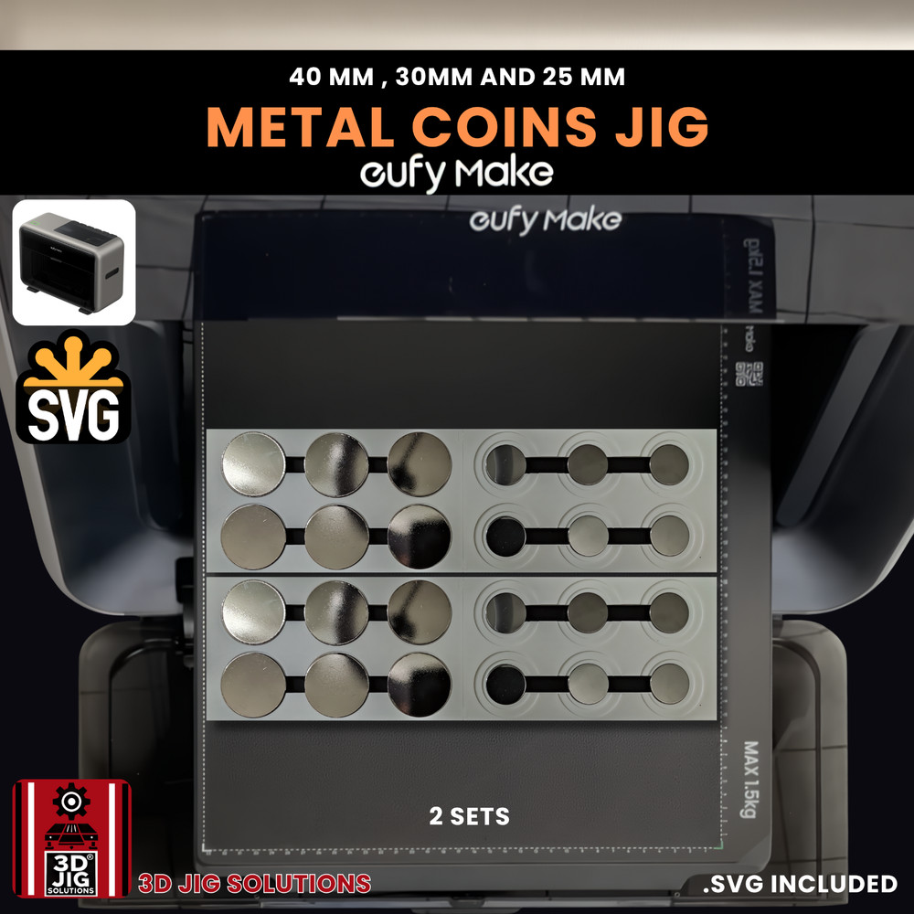 EufyMake E1 UV Printer Jig | Challenge Coin & Pendant Template