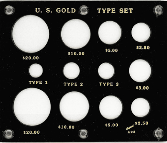 Capital Plastics U.S. Gold Type Set Black 12-Coin Holder (423) 5"x6"