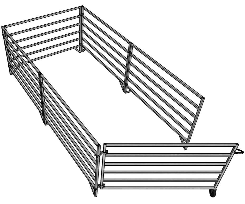 ALUMINUM 5 FT X 10 FT 6 RAIL 40" TALL SHEEP & GOAT STALL KIT PANEL PEN CORRAL