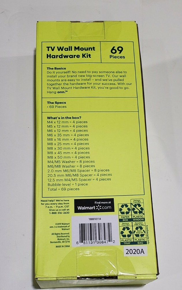 Mounting Hardware Kit for TV Wall Mounts - Compatible with Multiple Onn Mounts