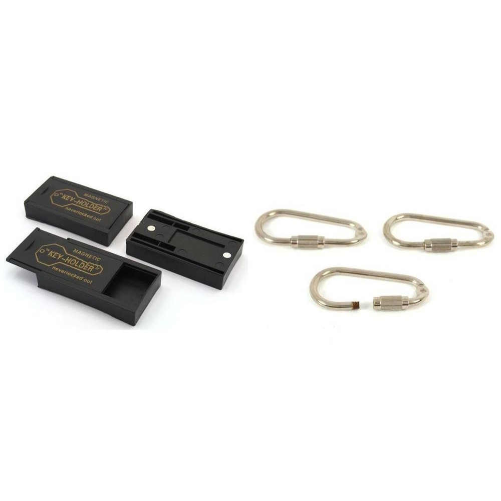 3 Magnetic Hide A Key Holders with Three Locking Keyrings