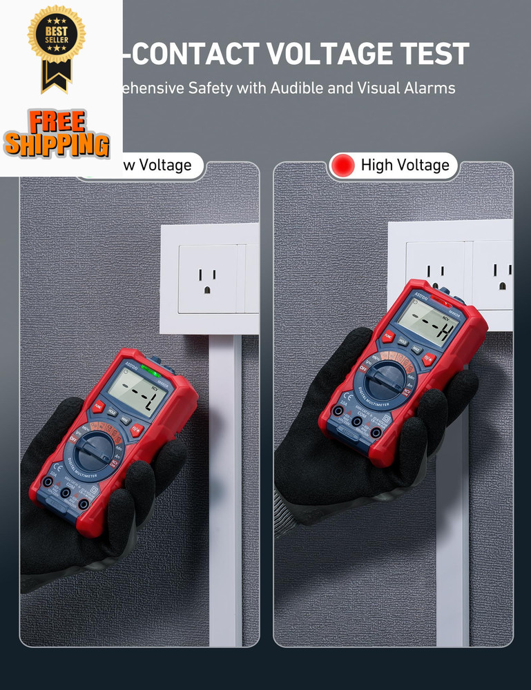 AstroAI Multimeter Tester, TRMS 4000 Counts Volt Meter Multicolored-Test Kit