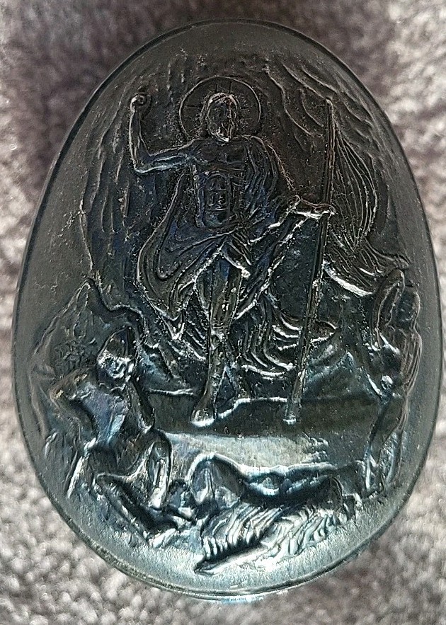 Vtg Not Polished Greek Sterling Silver Orthodox Icon Egg Nativity Resurrection