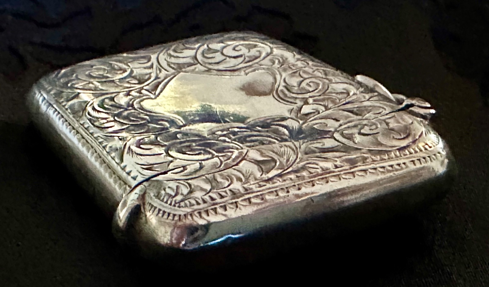Antique Edwardian English Sterling Silver Vesta Case Match Safe Birmingham 1907