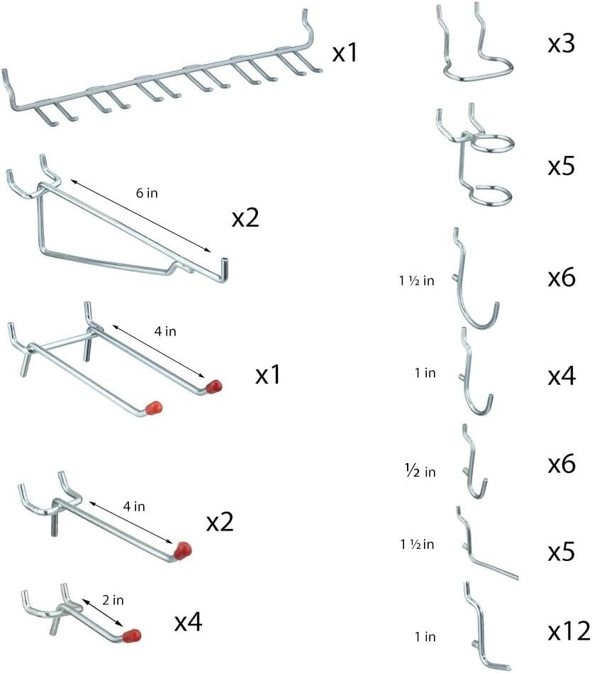 51 Piece Peg Board Hook Set, Multi-Tool Rack Increases Garage Storage, Workbench