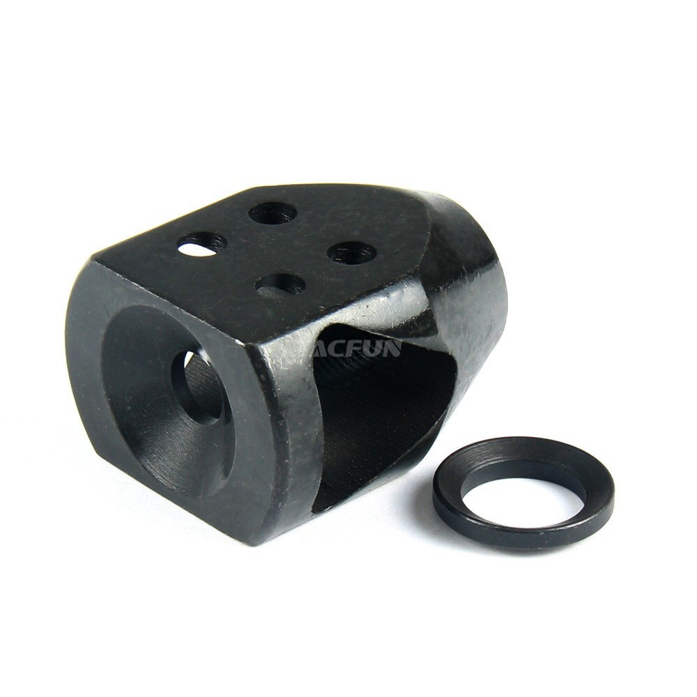 Steel 9mm Short Compact Mini Tanker Style Muzzle Brake 1/2x36 Thread